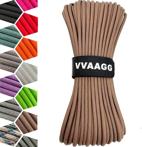 VVAAGG 1000 Black Paracord Rope 100FT Utility Nylon Heavy Duty 12 Strand Parachute Cord for Camping, Tent, Clothsline, Outdoor Hiking, Fishing, Survival Braceletand, Weatherproof Rope (100FT) in Kuwait