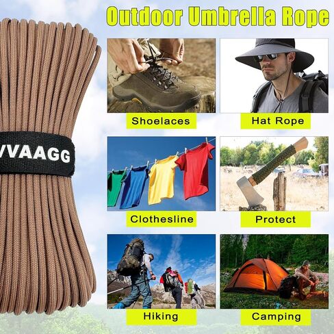 VVAAGG 1000 Black Paracord Rope 100FT Utility Nylon Heavy Duty 12 Strand Parachute Cord for Camping, Tent, Clothsline, Outdoor Hiking, Fishing, Survival Braceletand, Weatherproof Rope (100FT) in Kuwait