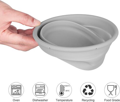 Collapsible Food Storage Containers BPA Free Collapsible Bowls for Camping Hiking Backpacking Travel Microwave, Dishwasher and Freezer Safe Foldable Bowl Grey in Saudi Arabia