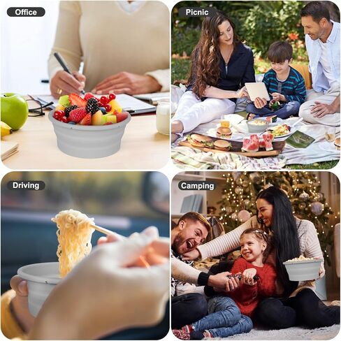 Collapsible Food Storage Containers BPA Free Collapsible Bowls for Camping Hiking Backpacking Travel Microwave, Dishwasher and Freezer Safe Foldable Bowl Grey in Saudi Arabia