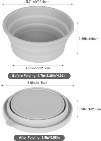 Collapsible Food Storage Containers BPA Free Collapsible Bowls for Camping Hiking Backpacking Travel Microwave, Dishwasher and Freezer Safe Foldable Bowl Grey in Saudi Arabia