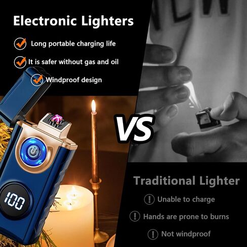 SKRFIRE ولاعة كهربائية مقاومة للرياح، ولاعة كهربائية لهب بلازما لهب قوس ولاعة USB قابلة لإعادة الشحن ولاعة لهب مع مؤشر البطارية (أسود غير لامع) in Kuwait
