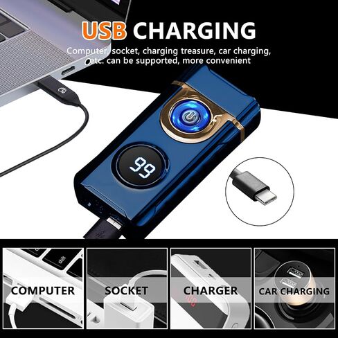 SKRFIRE ولاعة كهربائية مقاومة للرياح، ولاعة كهربائية لهب بلازما لهب قوس ولاعة USB قابلة لإعادة الشحن ولاعة لهب مع مؤشر البطارية (أسود غير لامع) in Kuwait
