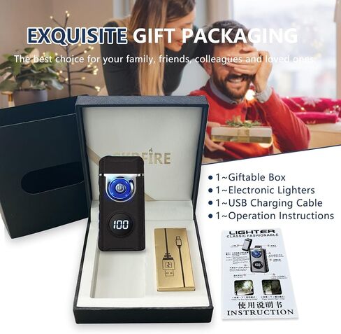 SKRFIRE ولاعة كهربائية مقاومة للرياح، ولاعة كهربائية لهب بلازما لهب قوس ولاعة USB قابلة لإعادة الشحن ولاعة لهب مع مؤشر البطارية (أسود غير لامع) in Kuwait