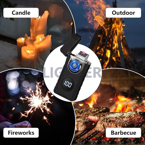 SKRFIRE ولاعة كهربائية مقاومة للرياح، ولاعة كهربائية لهب بلازما لهب قوس ولاعة USB قابلة لإعادة الشحن ولاعة لهب مع مؤشر البطارية (أسود غير لامع) in Kuwait