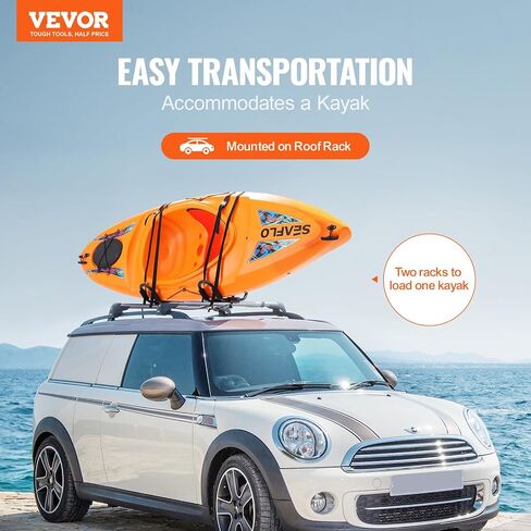 حامل سقف VEVOR Kayak زوج واحد من J-Bar، رف سقف ناعم، ربط علوي للتثبيت، حامل لقوارب الكاياك، لوح ركوب الأمواج، الزورق، SUP، لوح التزلج، مثبت على السيارة، سيارات الدفع الرباعي، الشاحنة، 2 قوارب الكاياك in Saudi Arabia