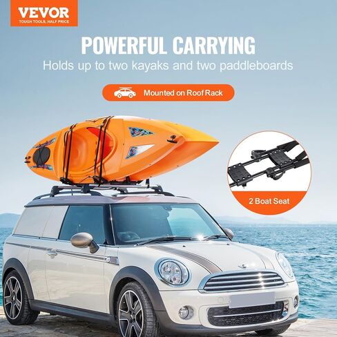حامل سقف VEVOR Kayak زوج واحد من J-Bar، رف سقف ناعم، ربط علوي للتثبيت، حامل لقوارب الكاياك، لوح ركوب الأمواج، الزورق، SUP، لوح التزلج، مثبت على السيارة، سيارات الدفع الرباعي، الشاحنة، 2 قوارب الكاياك in Saudi Arabia