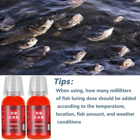 2pcs Red Worm Fish attractants,100ml Red 40 Fishing Liquid,Red Ink Fishing,Bloodworm Liquid Bait, Bait Fish Additive,Fish Lure Attraction Enhancer for Trout, Cod, Carp, Bass(100ml*2) in Kuwait