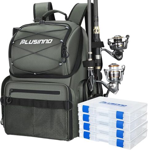 PLUSINNO Fishing Backpack with Rod Holders & Cooler, 45L Large Water-resistant Fishing Tackle Bag,Fishing Tackle Backpack in Saudi Arabia