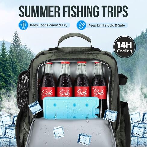 PLUSINNO Fishing Backpack with Rod Holders & Cooler, 45L Large Water-resistant Fishing Tackle Bag,Fishing Tackle Backpack in Saudi Arabia