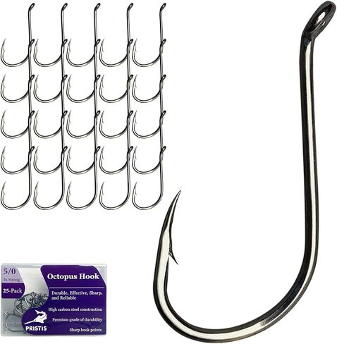 25 حزمة من خطافات صيد الأخطبوط، خطافات صيد منقار من الفولاذ عالي الكربون للمياه العذبة المالحة، مجموعة خطافات صيد كبيرة دودة، خطافات صيد شائكة قوية لسمك السلور المرقط in Kuwait