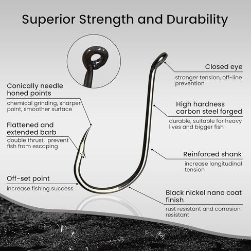 25 حزمة من خطافات صيد الأخطبوط، خطافات صيد منقار من الفولاذ عالي الكربون للمياه العذبة المالحة، مجموعة خطافات صيد كبيرة دودة، خطافات صيد شائكة قوية لسمك السلور المرقط in Kuwait