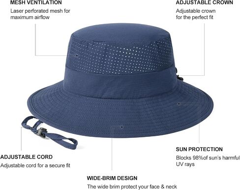 VOBOOM Unisex Wide Brim UV Protection Fishing Sun Hat in Kuwait
