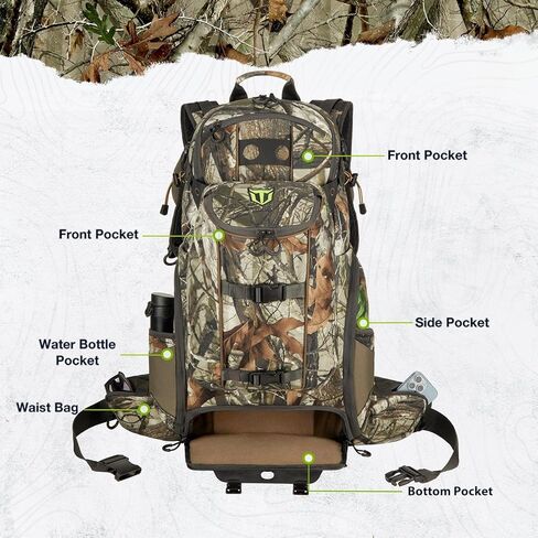 TIDEWE Hunting Backpack 3400cu, Silent Frame Hunting Pack for Bow/Rifle/Pistol(Next Camo G2) in Saudi Arabia
