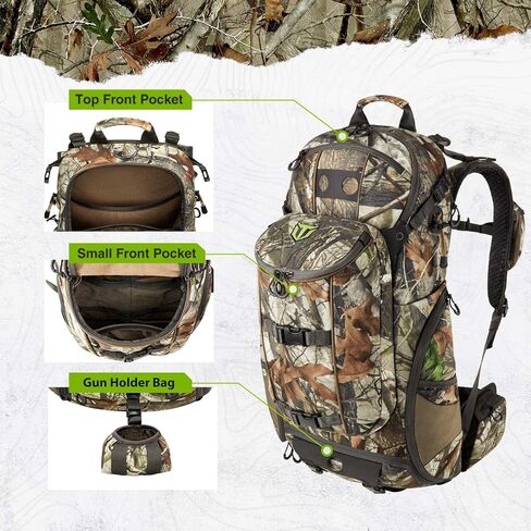 TIDEWE Hunting Backpack 3400cu, Silent Frame Hunting Pack for Bow/Rifle/Pistol(Next Camo G2) in Saudi Arabia