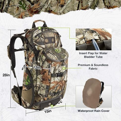TIDEWE Hunting Backpack 3400cu, Silent Frame Hunting Pack for Bow/Rifle/Pistol(Next Camo G2) in Saudi Arabia