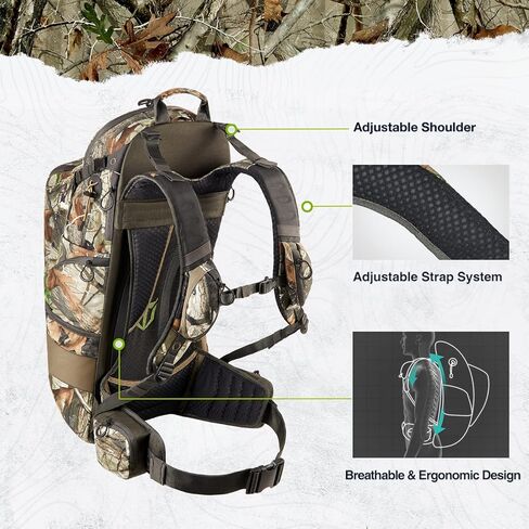 TIDEWE Hunting Backpack 3400cu, Silent Frame Hunting Pack for Bow/Rifle/Pistol(Next Camo G2) in Saudi Arabia