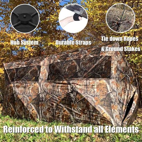 THUNDERBAY Bunkhouse Pop Up Portable 6 أشخاص جنبًا إلى جنب للصيد الأعمى، البصمة: 140 بوصة × 70 بوصة مع ارتفاع 80 بوصة in Saudi Arabia