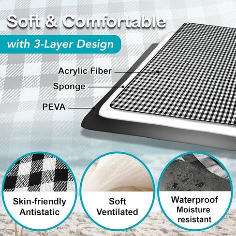 NAGAN Picnic Blanket with Carry Strap,80 * 80 inches, Large 3-Layer Beach Blanket, Black and White Plaid Camping Blanket, Backing Waterproof,Skin-Friendly, Durable for Outdoor Camping, Hiking, Beach in Saudi Arabia