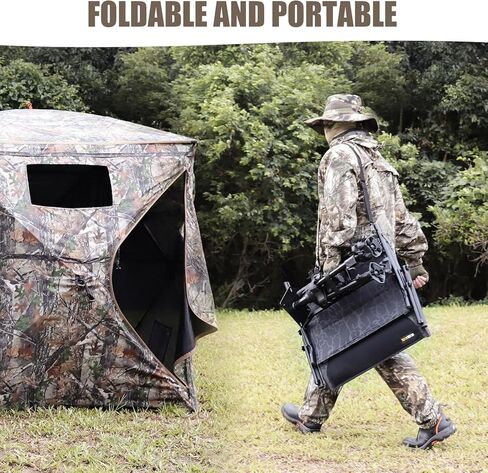 Hunting Chair, 420lbs Capacity Silent Hunting Blind Chair, 360°Swivel Hunting Chairs with Detachable Armrests, Folding Hunting Seat with 4 Adjustable Legs & Strap - Deer Hunting (Black Print) in Saudi Arabia
