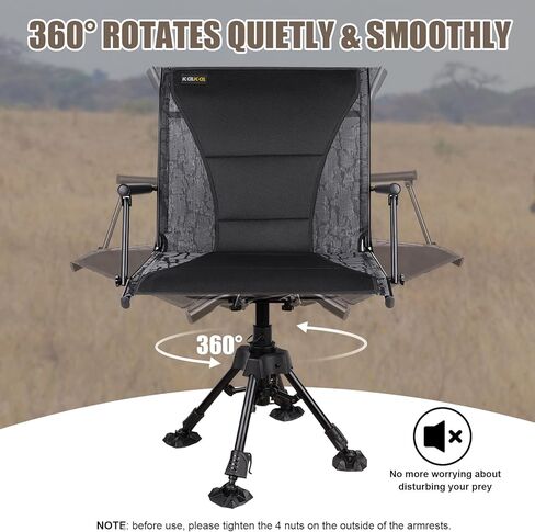 Hunting Chair, 420lbs Capacity Silent Hunting Blind Chair, 360°Swivel Hunting Chairs with Detachable Armrests, Folding Hunting Seat with 4 Adjustable Legs & Strap - Deer Hunting (Black Print) in Saudi Arabia