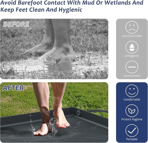 قاعدة مظلة لخيمة الدش - ملحقات أرضية الدش المحمولة - تجنب ملامسة القدم حافي القدمين للأوساخ، اجمع الماء واستحم حيواناتك الأليفة - للاستخدام في الهواء الطلق، أو التخييم، أو الشاطئ، أو البوابة الخلفية in Kuwait