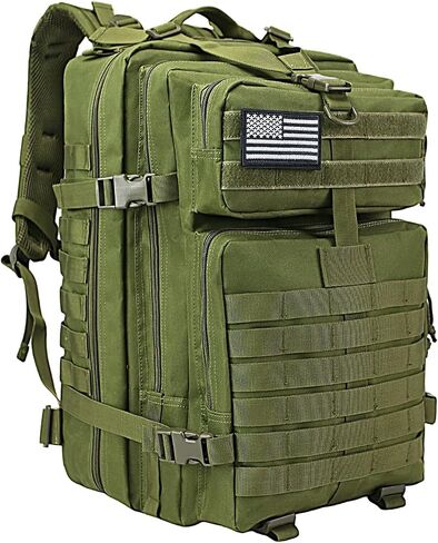 WOLT Military Tactical Backpack for Men 45L Molle Backpack Army 3 Day Assault Pack Bug Out Bag, Heavy Duty Rucksack for Hiking Gym(Black) in Kuwait