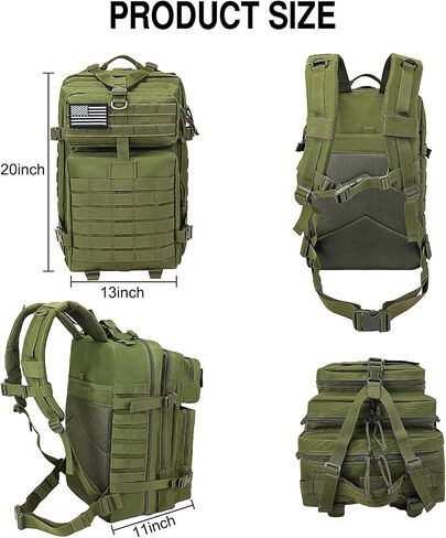 WOLT Military Tactical Backpack for Men 45L Molle Backpack Army 3 Day Assault Pack Bug Out Bag, Heavy Duty Rucksack for Hiking Gym(Black) in Kuwait