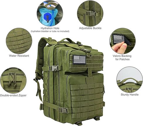 WOLT Military Tactical Backpack for Men 45L Molle Backpack Army 3 Day Assault Pack Bug Out Bag, Heavy Duty Rucksack for Hiking Gym(Black) in Kuwait