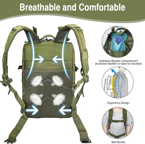WOLT Military Tactical Backpack for Men 45L Molle Backpack Army 3 Day Assault Pack Bug Out Bag, Heavy Duty Rucksack for Hiking Gym(Black) in Kuwait