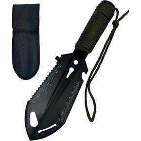 Small Camping Shovel, 9 in 1 Mini Hand Shovel, Portable Backpacking Trowel, Ultralight Compact Multitool for Camping, Gardening, Outdoor Survival, Black