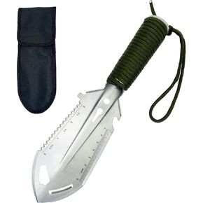 Small Camping Shovel, 9 in 1 Mini Hand Shovel, Portable Backpacking Trowel, Ultralight Compact Multitool for Camping, Gardening, Outdoor Survival, Black