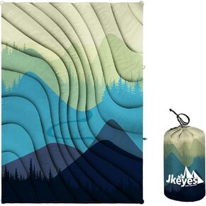Yizheer Sunset Printed Camping Blanket,Lightweight Down Alternative Puffy Camping Blanket Packable Outdoor Blanket for Camping,Traveling, Stadium, Hiking, Picnics 76" x 54"