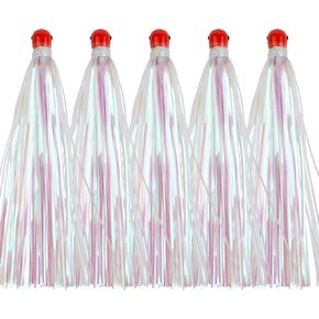 Mylar Flash Teaser Tails Fishing Bucktail Teasers Mylar Fishing Skirts Lures Weighted Jig Heads 0.35oz Mylar Teaser Skirt Trolling Skirts Lures Saltwater for Ballyhoo Strip Baits