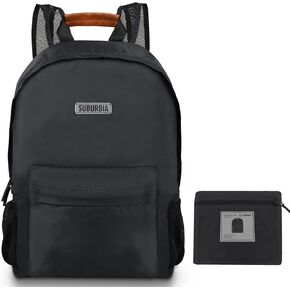 SUBURBIA Travel Backpack for Women Men - Lightweight Foldable Backpack, 18L Small Packable Hiking Backpack, Water Resistant Daypack for Camping, Weenkend, Casual, Dark Grey