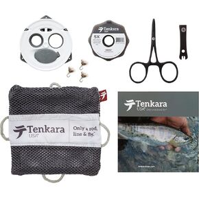 Complete Tenkara Kit by Tenkara USA® includes: Keeper, tapered tenkara line, tippet, 3 tenkara flies, forceps/nippers, instructional booklet