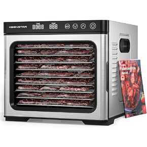 Food Dehydrator for Jerky 1000W, 165℉ Temperature Control, 9 Stainless Steel Trays, 8.7ft² Drying Space, 48H Timer, Dryer Machine for Dog Treats, Herb, Veggies, Meat, Fruit
