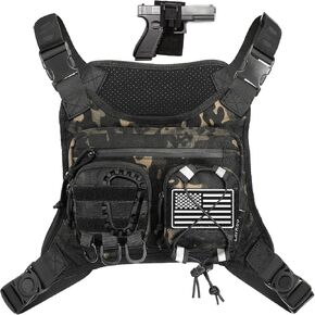 Sports Chest Bag for Men & Women EDC Pouch Bag Chest Vest Holster Fits Most Pistols, Adjustable IFAK Travel Chest Pack for Running, Hiking, Workouts…
