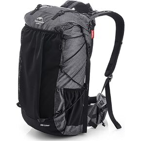 Naturehike Hiking Camping Backpack 45L/65L Lightweight Internal Frame with Rain Cover for Backpacking Outdoor Sports ((60+5) L Black, (60+5) L)