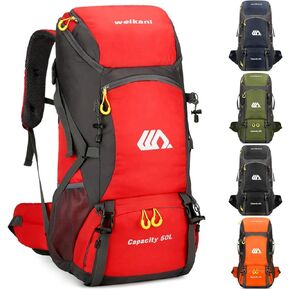 Hiking Backpack, Internal Frame Camping Backpack 50L Lightweight Foldable Sport Daypack Travel Bag for Men Women Backpacking Mountain Climbing Camping (Black)