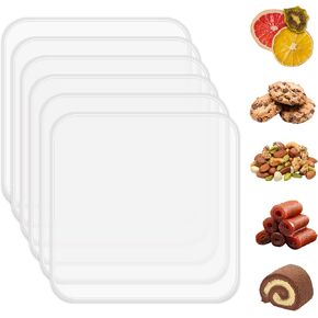6 Pack Silicone Dehydrator Trays for Liquids, Fruit Leather Trays for Dehydrator, Non-stick Silicone Dehydrator Mats with Edge,Reusable Dehydrator Sheet for Jerky, Fruit, Meat, Herbs, Vegetables