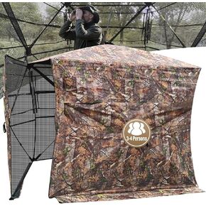 270/360 Degree See Through Hunting Blind 2-4 Person Easy Pop Up Ground Blinds with Carrying Bag Portable Hunting Blind for Deer Hunting Turkey Hunting