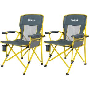 Camping Chair for Adults 350 LBS Support Camp chair with Breathable Mesh Back fabric with Arm Rest Cup Holder and Portable Carrying Bag