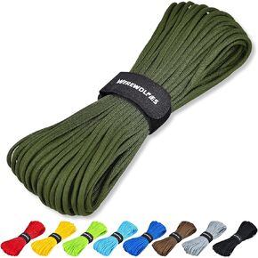 WEREWOLVES Paracord Rope, 7 Strand Type III Parachute Cord 4mm 100ft / 200ft for Crafting, DIY Projects, Survival Bracelets (Army Green, 100 ft)