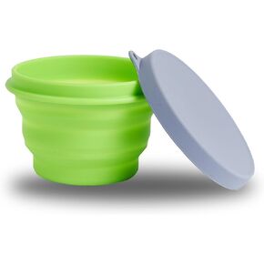 Collapsible Bowl - Silicone, BPA-Free Food Storage Container, Microwave & Dishwasher Safe, Easy to Clean Non-Staining Foldable Mixing Bowl for Travel, Camping, Hiking - Grey, 300ml