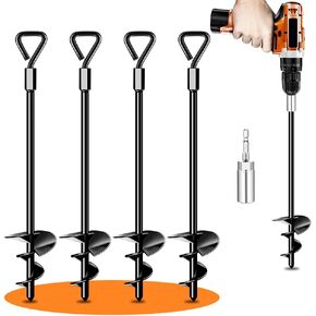 Ground Anchors Tent Stakes Trampoline Anchors Heavy Duty Screw in 4 Pack, Tent Stakes High Winds Heavy Duty for Camping Tent, Canopies, Carports, Sheds, Swing Sets,14in Ground Anchors