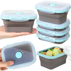 4 Pcs Camping Bowl with Lid Collapsible Silicone Bowl Expandable Food Storage Containers Set Salad Bowl Box Portable Folding Travel Bowl Camping Utensils Bowl Heat Resistant