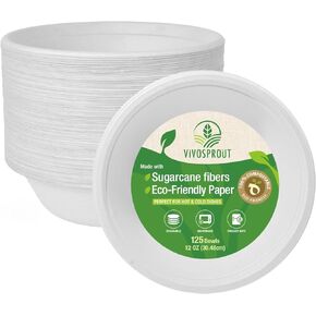 Disposable Compostable Paper Bowls (Natural Brown, 16oz -125pk)