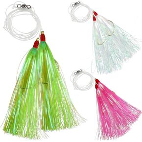 Fishing Bait Rigs Saltwater Fishing Rigs Hi-Lo Rig Flounder Rig Mylar Bucktail Teaser Rig for Bottom Fishing Sea Bass Halibut Rockfish Cod