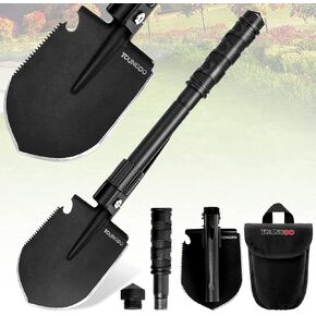 Folding Shovel, YOUNGDO Camping Shovel Survival Shovel, Metal Detector Accessories, Army Trenching Tool with Pickaxe, Digging, Backpacking, Outdoor Hiking, Gardening, Trenching, Car Emergency